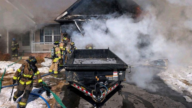 Firefighters from the 167th Airlift Wing were the first on scene at a Berkeley County garage fire on Feb. 7, 2026 preventing flames from spreading into the home’s main living area.