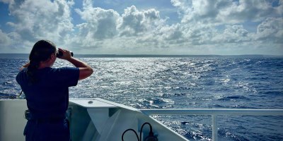 USCGC Frederick Hatch crew search for distressed swimmer off Guam