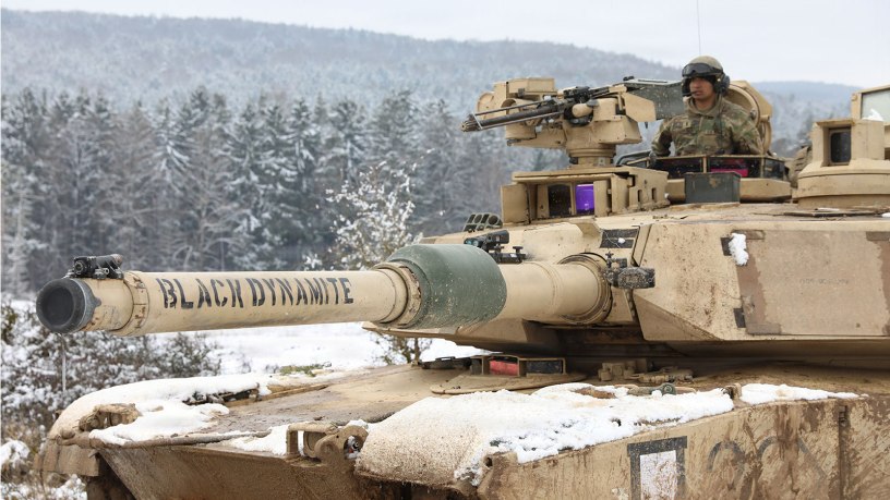 U.S. Army Soldiers of 1st Armored Brigade Combat Team, 1st Infantry Division hold their position in Combined Resolve 26-05 at Joint Multinational Readiness Center's Hohenfels Training Area, Germany, Feb. 20, 2026. During CbR 26-5, the U.S. Army is implementing its Continuous Transformation initiative, utilizing new technologies and systems designed to enhance its warfighting readiness and ability to respond to crisis or conflict. (U.S. Army Photo by Spc. Noah Carlsson)