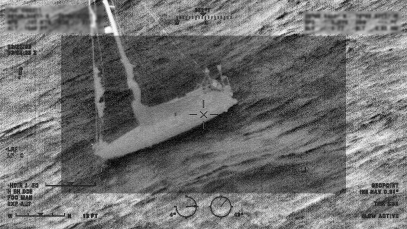 A Coast Guard Air Station Miami HC-144 Ocean Sentry aircrew works alongside the container ship Polar Mexico's crew to rescue a man aboard a disabled 34-foot sailing vessel, 35 miles off Cape Canaveral, Florida, Feb. 22, 2026. Coast Guard Sector Jacksonville command center watchstanders received a report stating a 34-foot sailing vessel was disabled approximately 33 miles offshore of Port Canaveral with one person aboard requesting assistance from commercial towing. (U.S. Coast Guard photo)