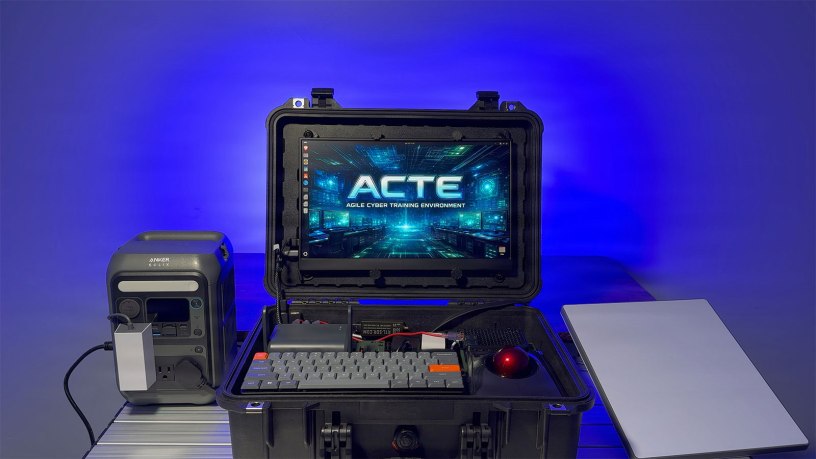 The Agile Cyber Training Environment (ACTE) is a self-contained, portable cyber training and development platform, invented by U.S. Air Force Senior Master Sgt. Taylor Gow on Otis Air National Guard Base, Massachusetts. With the core capabilities to test, train and develop, the ACTE provides hands-on training environments anywhere, anytime, and was accepted into the Department of the Air Force Spark Tank 2026 competition. (Courtesy photo by Senior Master Sgt. Taylor Gow)