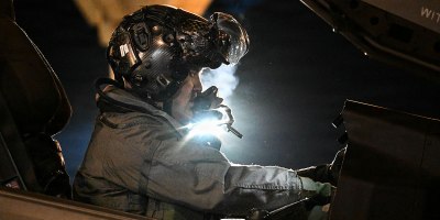An F-35A Lightning II pilot with the 34th Fighter Squadron prepares in his cockpit prior to leaving for a deployment from Hill Air Force Base, Utah, in March 2025. (U.S. Air Force photo by Capt. Nathan Poblete)