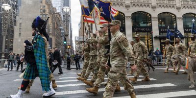 Led by a piper, Soldiers of the New York Army National Guard’s 1st Battalion, 69th Infantry Regiment, known as the “Fighting 69th” stride along up Fifth Avenue on March 17, 2025, during the 2025 New York City St. Patrick’s Day Parade. The regiment’s Soldiers have led what is now the world’s largest St. Patrick’s Day Parade since 1851, and will do so again