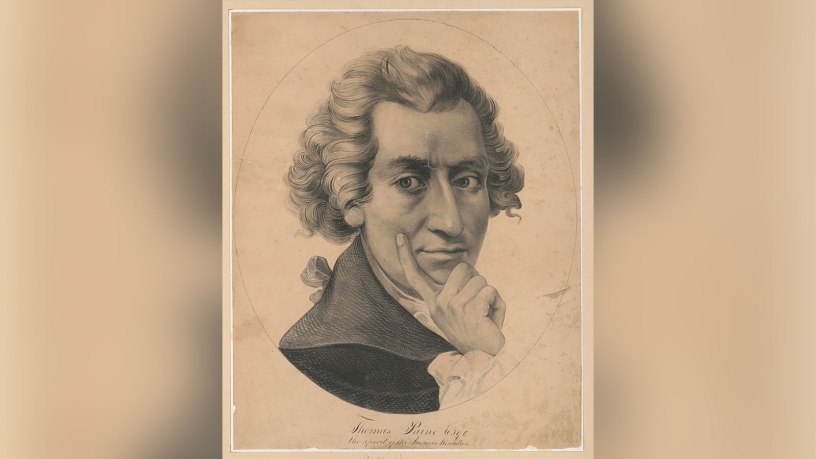 Thomas Paine, who penned patriotic pamphlets during the Revolutionary War, is pictured in this lithograph by artist Peter Kramer.