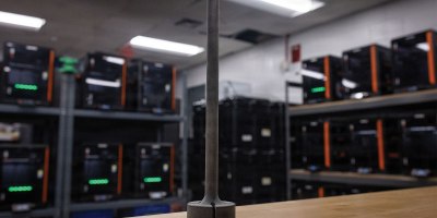 A Mobile User Object System antenna replacement mast, created by U.S. Marine Corps Lance Cpl. Eirick Schule, an engineer equipment operator with 2nd Distribution Support Battalion, Combat Logistics Regiment 2, 2nd Marine Logistics Group, is staged at the II Marine Expeditionary Force Innovation Campus on Marine Corps Base Camp Lejeune, North Carolina, Feb. 12, 2026.