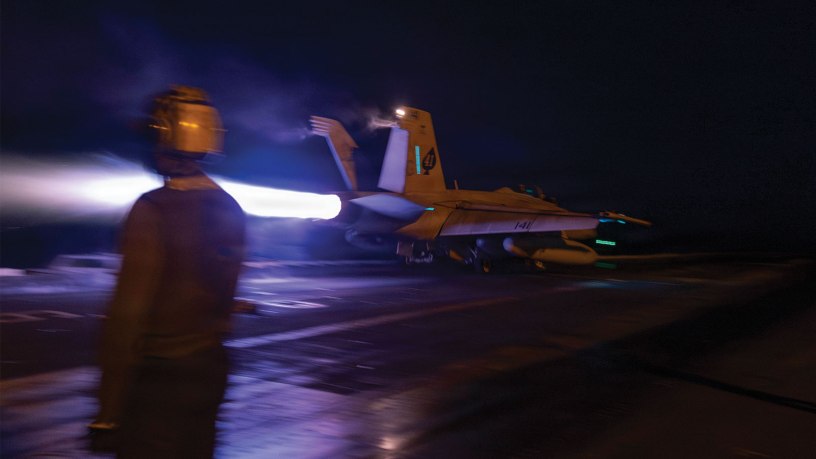An F/A-18F Super Hornet, attached to Strike Fighter Squadron (VFA) 41, launches from the flight deck of Nimitz-class aircraft carrier USS Abraham Lincoln (CVN 72) in support of Operation Epic Fury, Mar. 1, 2026. (U.S. Navy photo)