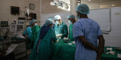 U.S. Army Maj. Woo Do, the chief of pediatric surgery with the Directorate for Surgical Services, Walter Reed National Military Medical Center, and Tanzania People’s Defence Forces medical personnel perform surgery on a Tanzanian patient as part of a medical readiness exercise during Justified Accord 2026 at Lugalo General Military Hospital, Dar es Salaam, Tanzania, March 4, 2026.
