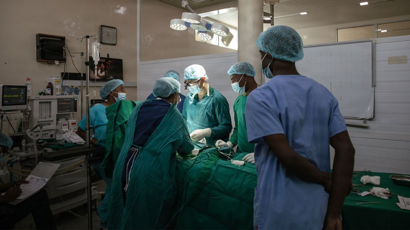 U.S. Army Maj. Woo Do, the chief of pediatric surgery with the Directorate for Surgical Services, Walter Reed National Military Medical Center, and Tanzania People’s Defence Forces medical personnel perform surgery on a Tanzanian patient as part of a medical readiness exercise during Justified Accord 2026 at Lugalo General Military Hospital, Dar es Salaam, Tanzania, March 4, 2026.
