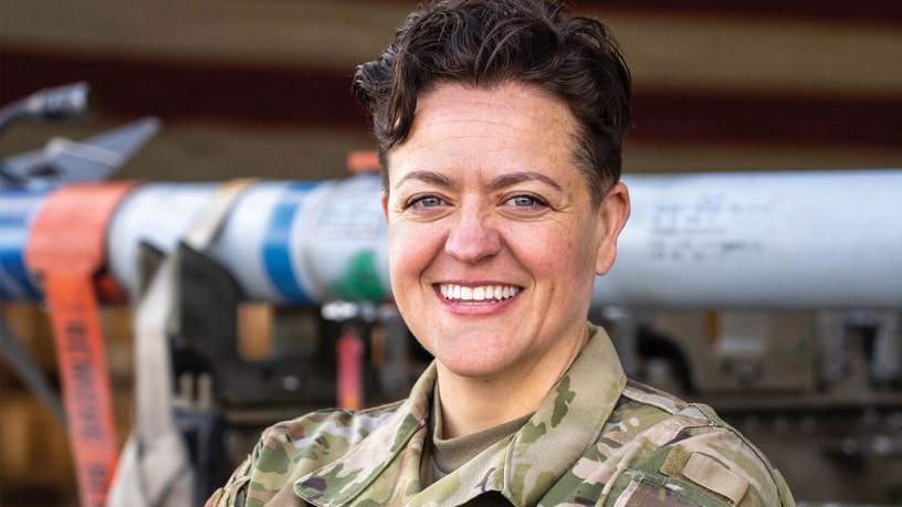 Senior Airman Alisha Sargent poses for a photo in the weapons hangar at Portland Air National Guard Base, Portland, Ore., March 8, 2026. Sargent returned to service after a medical discharge that nearly ended her dream of serving. (U.S. Air National Guard photo by Senior Airman Eduardo Figueroa Varela)