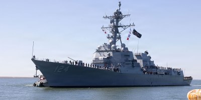 The future destroyer USS Harvey C. Barnum Jr. arrives at its home port of Naval Station Norfolk, Va., March 20, 2026.