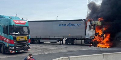 Maj. Brian Bailey, a chaplain at U.S. Army Garrison Italy, was returning to Vicenza from a course in Grafenwöhr, Germany, on May 8 when he helped rescue a driver from a tractor-trailer cab engulfed by flames at an Austrian rest area. (Courtesy photo.)