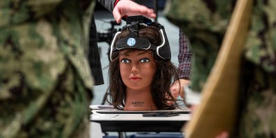 A Traumatic Brain Injury assessment device sits on display during an end-user touchpoint hosted by the Operational Medical Systems Program Management Office, Camp Lejeune, North Carolina, Jan. 14, 2026.