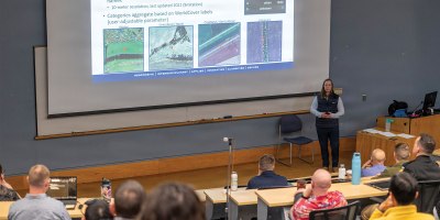 Commencement speaker Rear Adm. Michael S. Mattis, director of strategic effects for U.S. Naval Forces Europe and Africa and commander, Task Force 66, celebrates the latest class of Naval Postgraduate School graduates during the Summer With synthetic battlefield emissions data provided by NATO, a team of four Naval Postgraduate School (NPS) midcareer officer scholars developed a proof-of-concept analytic interface for operators and analysts to help uncover the sources of these emissions. (U.S. Navy photo by Mass Communication Specialist 2nd Class Janiel Adames)