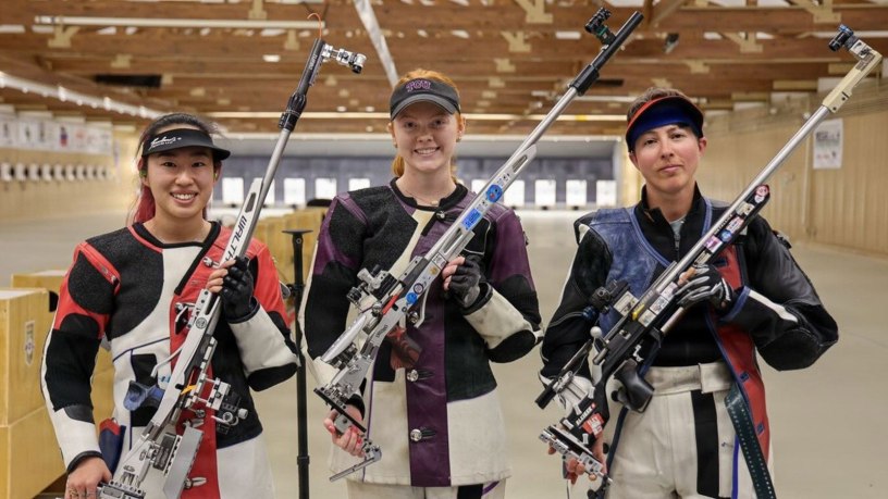 Army Staff Sgt. Sagen Maddalena, right, earned a spot on USA Shooting's national team after the Rifle Spring Selection Match in Colorado Springs, Colo., March 20-23, 2026. The 2024 Olympic silver medalist will compete in the 50-meter three-position rifle discipline at the upcoming rifle world cup competitions in Germany and China later this year.