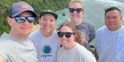 U.S. Air Force Airmen attending Noncommissioned Officer Academy at Kadena Air Base, Japan, pose for a photo during a trip to Okinawa’s Miyagi Islands on March 22, 2026. During the outing, the group responded to an off-duty emergency at Ikei Beach, applying Tactical Combat Casualty Care training to assist an injured local man until emergency responders arrived. (U.S. Air Force courtesy photo)