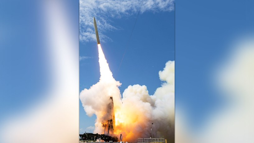 A long-range hypersonic missile launches from Cape Canaveral Space Force Station, Fla., March 26, 2026.