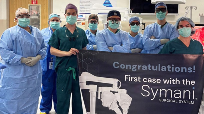 The robotic microsurgery and lymphedema surgery team posed for a photo taken immediately following their first robotic microsurgery case April 11, 2025, at Walter Reed National Military Medical Center, Bethesda, Md. Walter Reed’s Lymphatic Disease Surgery Center of Excellence gives patients a high-level of care through pioneering techniques, interdisciplinary teamwork, and world-class technology. (Courtesy Photo)