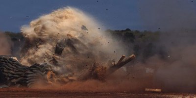 Army infantry drone operators successfully test the bunker rupture and kinetic explosive round, delivered by an unmanned aerial system, during a live-fire demonstration at Redstone Arsenal, Ala., March 26, 2026.