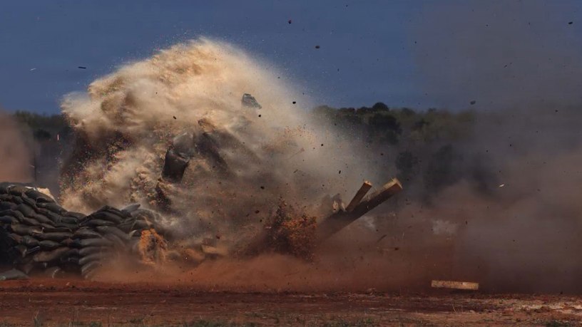 Army infantry drone operators successfully test the bunker rupture and kinetic explosive round, delivered by an unmanned aerial system, during a live-fire demonstration at Redstone Arsenal, Ala., March 26, 2026.