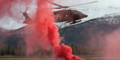 An Alaska Army National Guard UH-60L Black Hawk helicopter assigned to the 1st Battalion, 207th Aviation Regiment, approaches Bryant Army Airfield while supporting a full mission profile exercise conducted by the Alaska Air National Guard’s 212th Rescue Squadron at Joint Base Elmendorf-Richardson, Alaska, Oct. 13, 2021.