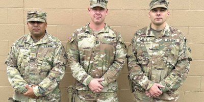 Maj. Steven M. Alba, Maj. Christopher J. Tantillo and Capt. Jason S. Bzdick pose for a photo at Fort Hood.