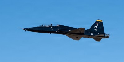 A U.S. Air Force T-38 Talon aircraft assigned to the 1st Fighter Wing, Joint Base Langley-Eustis, Virginia, takes off from the runway at the Savannah Combat Readiness Training Center (CRTC) during exercise Sentry South 26.1 at the Savannah ANG Base, Georgia, Jan. 26, 2026.