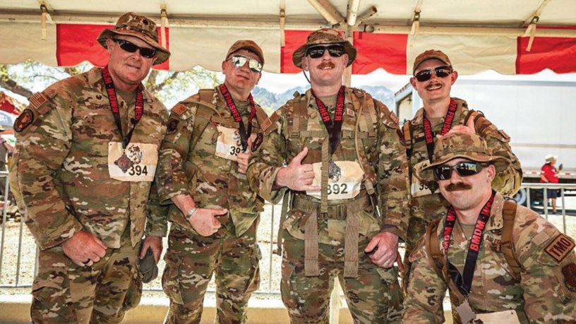U.S. Air National Guard Airmen assigned to the 184th Logistics Readiness Squadron traverse the high-desert terrain of the White Sands Missile Range, N.M., during the 37th Annual Bataan Memorial Death March, March 21, 2026.