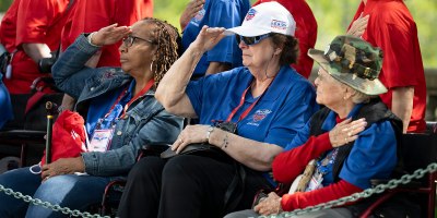 As part of a “Lone Eagle” Honor Flight, more than 50 women veterans from multiple U.S. military service branches visit Arlington National Cemetery, Arlington, Virginia, April 14, 2026. (U.S. Army photo by Elizabeth Fraser / Arlington National Cemetery / released)
