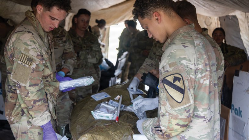 Troopers assigned to the Ironhorse brigade conduct re-animated tissue training at Fort Hood, Texas, April 21-22, 2026. The training established baseline trauma-management proficiency and reinforced critical lifesaving interventions, preparing the Troopers for the Brigade Combat Team Trauma Training. (U.S. Army photo by Spc. Julian Winston)