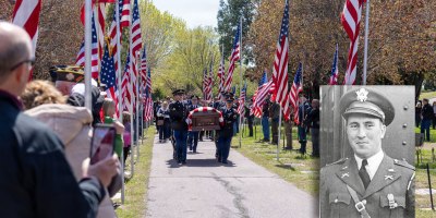 The Minnesota National Guard's Military Funeral Honors Team carries Army Capt. Willibald Bianchi's casket during a memorial ceremony held at New Ulm City Cemetery in Minnesota, May 2, 2026. Bianchi was killed Jan. 9, 1945, and his mother received his Medal of Honor June 7, 1945, on his behalf during a ceremony at Fort Snelling, Minn. His remains were unidentified until August 2025.