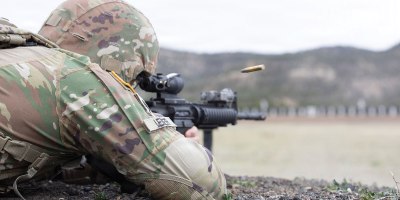 Staff Sgt. Reece Leiler, a network communication systems specialist assigned to the 1st Battalion, 158th Infantry Regiment, Arizona Army National Guard, engages targets with an M4 carbine during the 2026 Marksmanship Advisory Council Region Seven (MAC VII) competition at NRA Whittington Center on May 19, 2026 in Raton, New Mexico.
