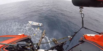 A law enforcement aviation crew from Coast Guard Helicopter Interdiction tactical Squadron (HITRON) interdicts a suspected drug smuggling vessel approximately 80 miles west of Cartagena, Columbia, May 8, 2026. The contraband seized resulted in more than 6,000 pounds of illicit narcotics worth nearly $45.8 million offloaded at Port Everglades, Florida, May 14,2026. (U.S. Coast Guard video courtesy of Coast Guard Helicopter Interdiction Tactical Squadron crew)