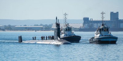 The Virginia-class fast-attack submarine USS Minnesota (SSN 783) prepares to moor at HMAS Stirling, Western Australia, Australia, Feb. 25, 2025.
