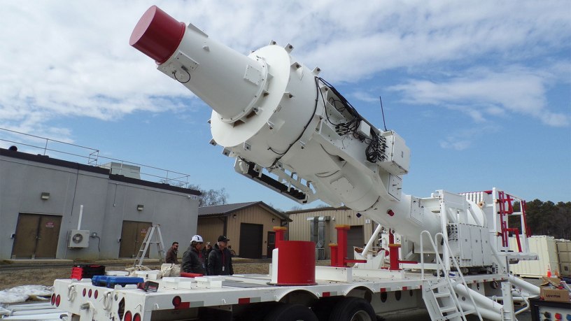 Engineers from the U.S. Naval Research Laboratory and L3 Harris unload an antenna pedestal at Blossom Point Tracking Facility in Welcome, Md., Feb. 25, 2026.