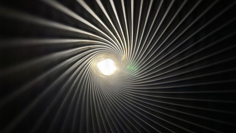 A photo of the inside of a 155mm M284 cannon barrel shows the rifling profile machined with a new technology called electrochemical machining (U.S. Army by Christopher Humiston)