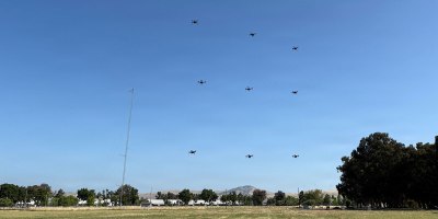 A drone swarm field demonstration conducted at Lawrence Livermore National Laboratory (LLNL) in Livermore, California on April 28, 2026.