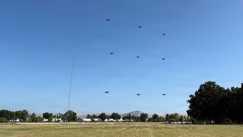 A drone swarm field demonstration conducted at Lawrence Livermore National Laboratory (LLNL) in Livermore, California on April 28, 2026.