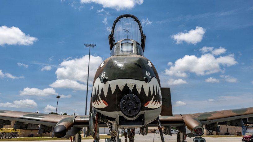 A heritage A-10C Thunderbolt II is positioned on the flight line at Moody Air Force Base, Ga., April 28, 2026. The aircraft now displays the distinctive Flying Tigers-inspired paint scheme applied by airmen assigned to the 23rd Maintenance Squadron.