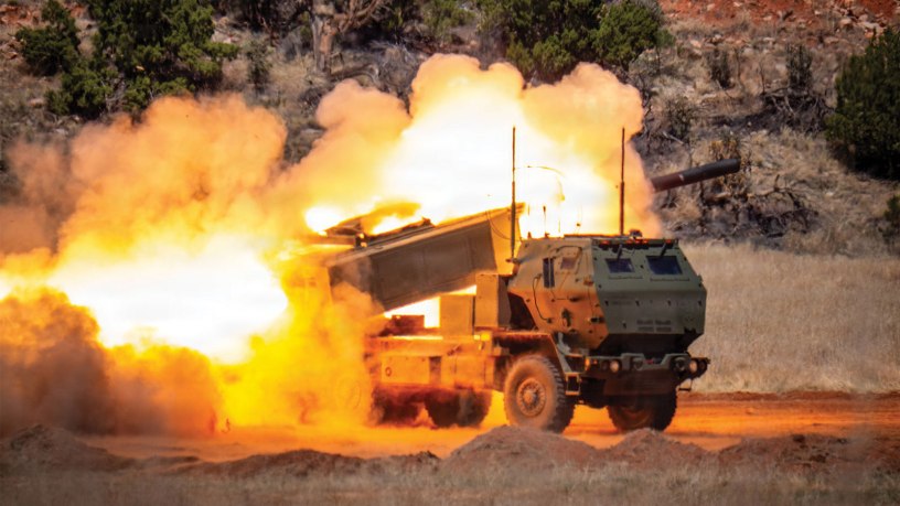 Soldiers from A Battery, 3rd Battalion, 157th Field Artillery Regiment, 169th Field Artillery Brigade, fire their High Mobility Artillery Rocket system during a field exercise on Fort Carson, Colorado, May 8th, 2026.