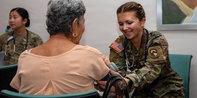 U.S. Army Staff Sgt. Hannah Olson, a practical nursing specialist, assigned to Joint Task Force-Bravo, takes vitals during a humanitarian mission at Minsa Capsi Luis Jose in Herrera, Panama, May 20, 2026.