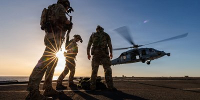U.S. East Coast-based Naval Special Warfare Operators (SEALs) conduct Maritime Interdiction Operation training aboard the Blue Ridge-class command and control ship USS Mount Whitney (LCC 20) in the Atlantic Ocean, May 20, 2026.