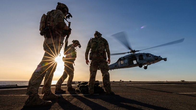 U.S. East Coast-based Naval Special Warfare Operators (SEALs) conduct Maritime Interdiction Operation training aboard the Blue Ridge-class command and control ship USS Mount Whitney (LCC 20) in the Atlantic Ocean, May 20, 2026.