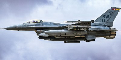 A U.S. Air Force F-16 Fighting Falcon takes off in the U.S. Central Command area of responsibility May 21, 2026. (U.S. Air Force photo by Tech. Sgt. Noah J. Tancer)