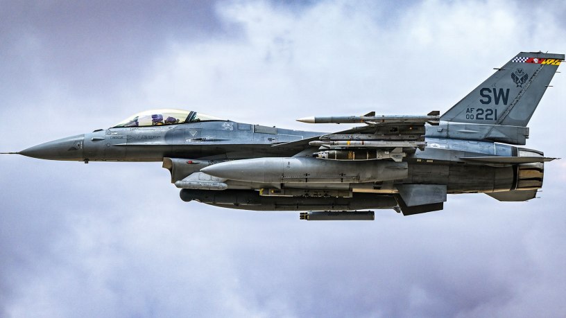 A U.S. Air Force F-16 Fighting Falcon takes off in the U.S. Central Command area of responsibility May 21, 2026. (U.S. Air Force photo by Tech. Sgt. Noah J. Tancer)