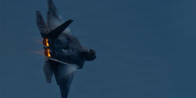 A U.S. Air Force F-22 Raptor performs an aerial demonstration during the Hyundai Air and Sea Show in Miami Beach, Florida, May 24, 2026. The annual Memorial Day weekend event showcased military aircraft, aerial demonstrations and equipment displays from across the U.S. Armed Forces. (U.S. Army photo by Spc. Jose Rolando Garcia)