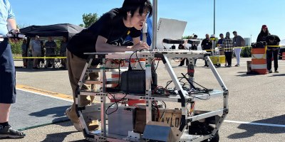 A University of Michigan student prepares his team’s vehicle to begin the Autonomous Navigation course at the 33rd annual Intelligent Ground Vehicle Competition June 1, 2026, at Oakland University in Rochester, Michigan. Each year at IGVC, scientists and engineers from the U.S. Army Ground Vehicle Systems Center challenge student teams from all over the world to design, build, and test autonomous vehicles against real-world constraints and rigorous performance standards.