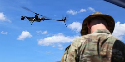 Warrant Officer 1 Gregory Hederich, UAS Operations Tech, 81st Multi-Functional Reconnaissance Company operates an Anduril GhostX drone during the counter-UAS field day demonstration at the Yakima Training Center, Wash., June 2, 2026. (U.S. National Guard photo by Joseph Siemandel)