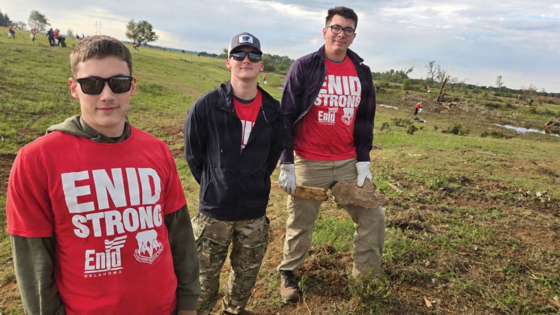 On April 23 an EF-4 tornado made its way through the town of Enid leaving damage and debris throughout the area, which prompted McConnell’s EOD team to volunteer to assist with cleanup on May 2 and May 9.
