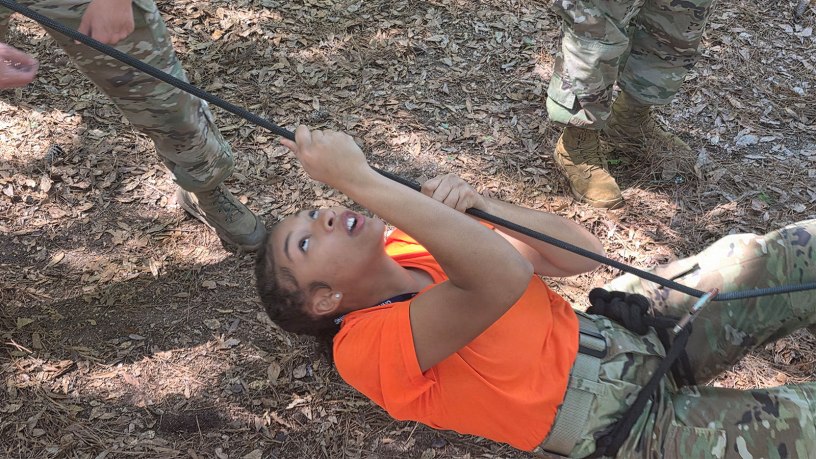Hunter Army Airfield transformed into a high energy classroom for the 2026 Camp Eagle STEM event! Local JROTC students tested their physical grit on the Hunter Army Airfield rope bridge and wall rappelling course, teaching these future leaders that they can handle any obstacle.