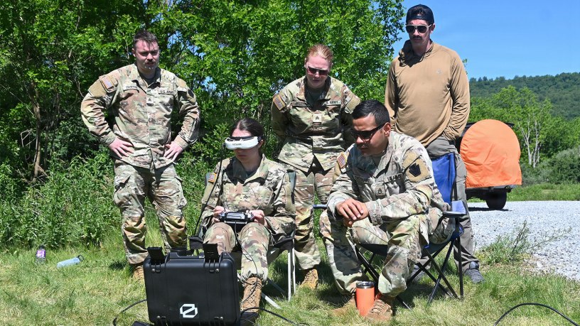 Soldiers at the Fort Indiantown Gap Unmanned Aircraft System Training and Innovation Facility receive new equipment training on the Neros Archer first-person-view drone June 3, 2026.